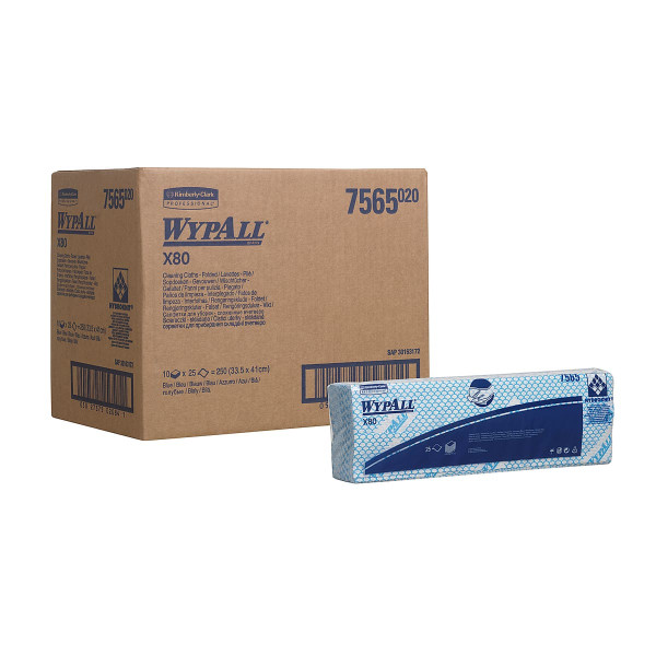 Нетканий матеріал для протирання в серветках Wyp Kimberly-Clark X80 блакитний 25 листів