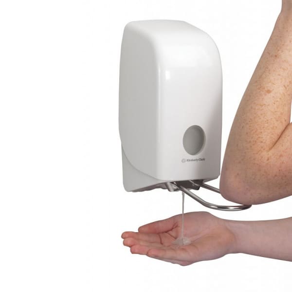 Aquarius Диспенсер Kimberly-Clark для рідкого мила та мила-піни з ліктьовий приводом білий 1 л