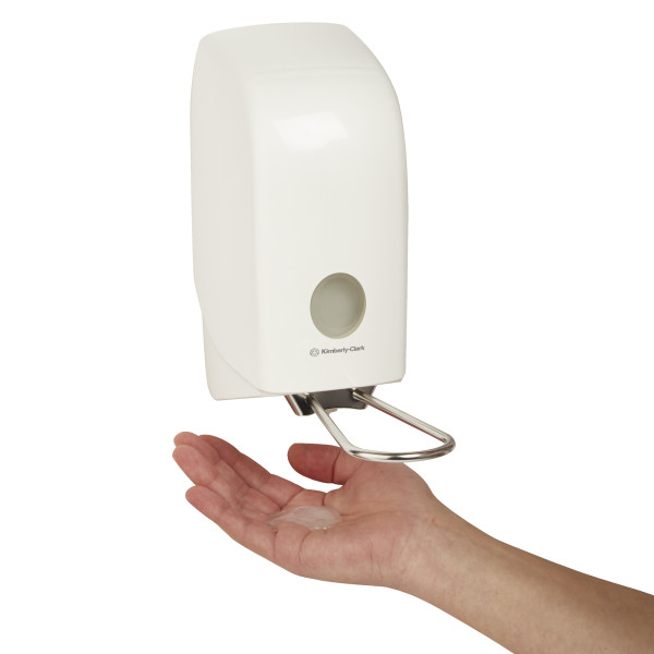 Aquarius Диспенсер Kimberly-Clark для рідкого мила та мила-піни з ліктьовий приводом білий 1 л