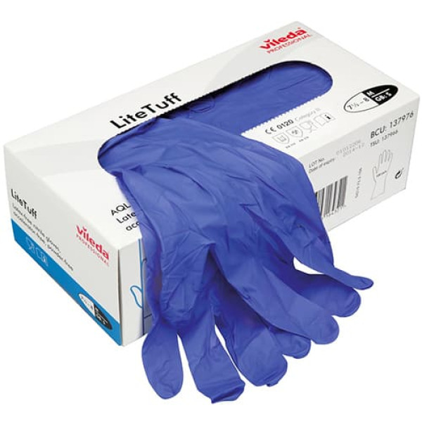 Рукавички нітрилові клінінгові Vileda Prof LiteTuff сині розмір M 100 шт