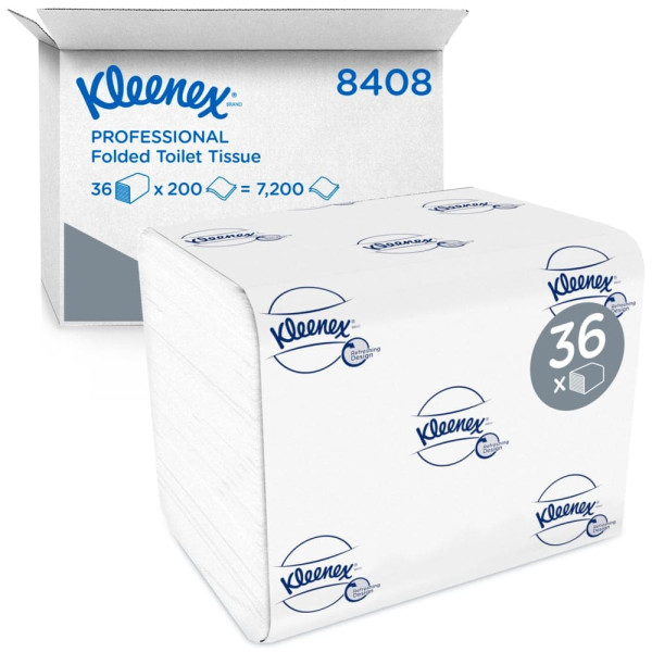 Туалетний папір листовий Kleenex білий 2 шари 200 листів
