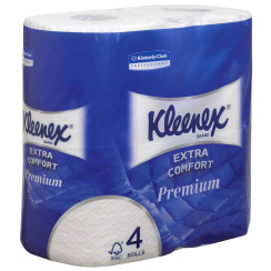 Туалетний папір Kleenex Premium в стандартних рулонах білий 4 шари 160 відривів 4 рулони