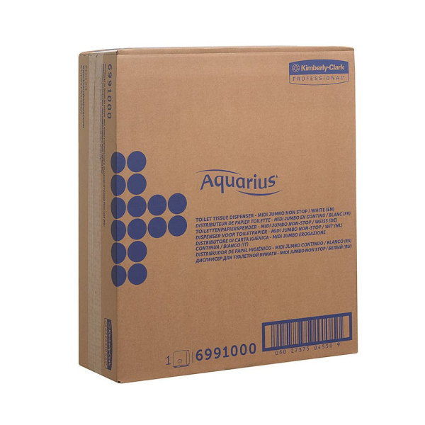 Диспенсер Aquarius Kimberly-Clark Aquarius Non-Stop для туалетного паперу в рулонах Mini Jumbo на 2 рулони білий