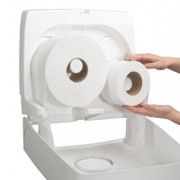 Диспенсер Aquarius Kimberly-Clark Aquarius Non-Stop для туалетного паперу в рулонах Mini Jumbo на 2 рулони білий